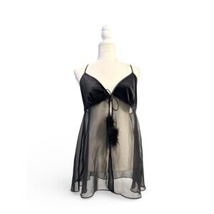 Seductive Wear Women's Black Sheer Babydoll Sexy Lingerie Nighty Size Large